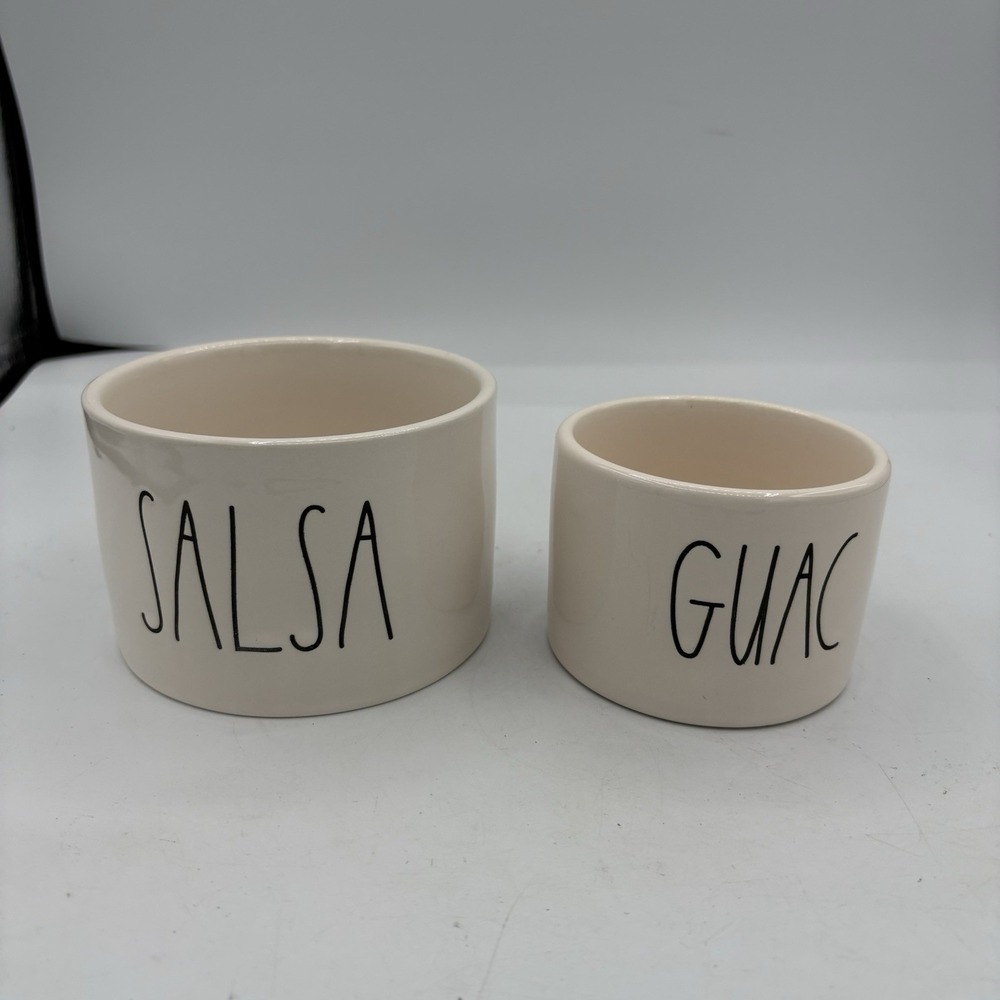 Rae Dunn by Magenta Salsa & Guac Nesting Bowl Set Chips Dip Serving Hosting Whit - Picture 1 of 10